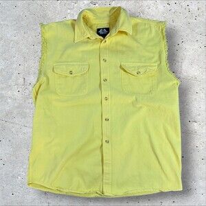 USA Biker Design Prayer Warrior Shirt Mens XL Yellow Sleeveless Cross Motorcycle